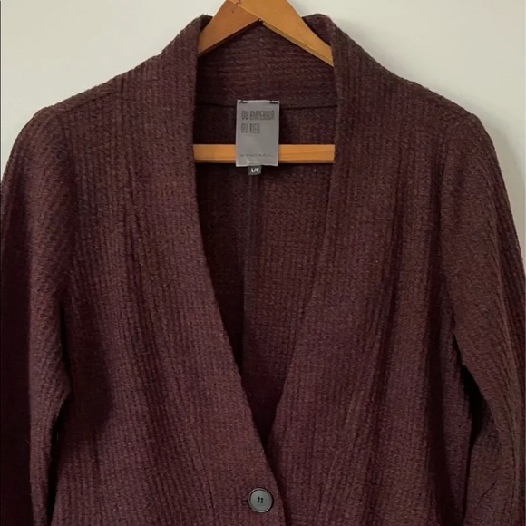Burgundy Cardigan by Ou Empereur ou Rien, Size L - Picture 12 of 14